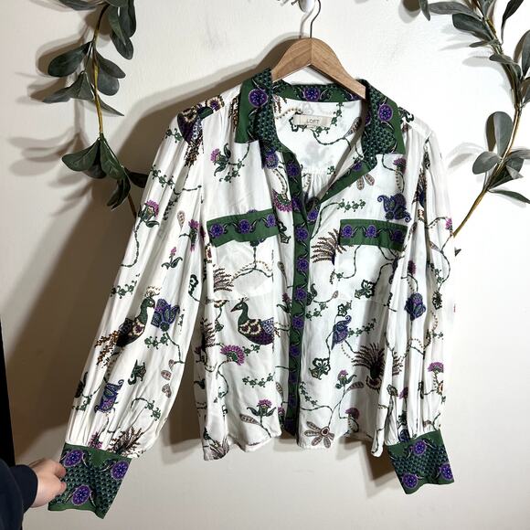 LOFT Tops - LOFT Peacock Button Up